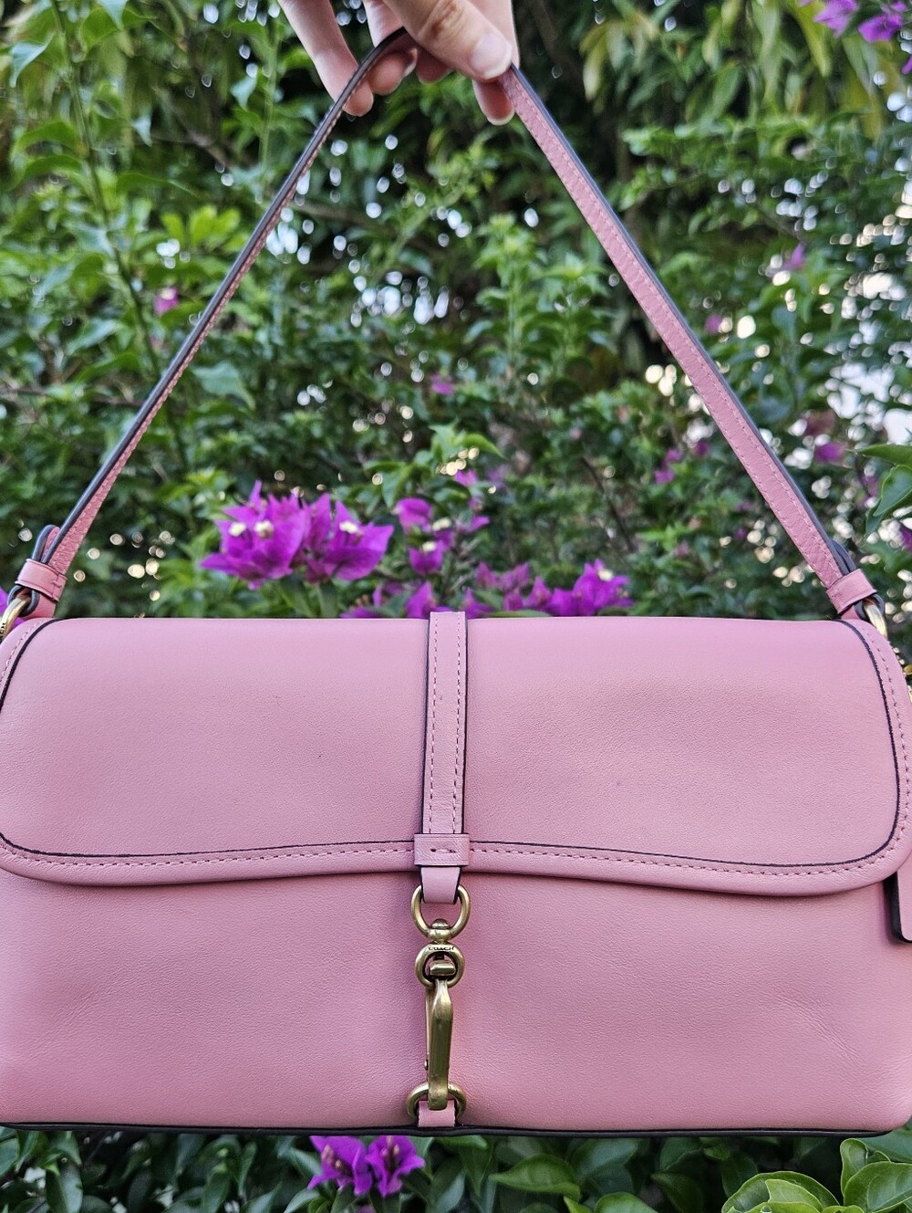 Coach Hamptons Clip Bag CP132 Bubblegum Pink Leather Archive Shoulder Purse